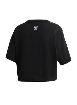 T-Shirt Adidas Grande Trefoil Crop Preto para Mulher