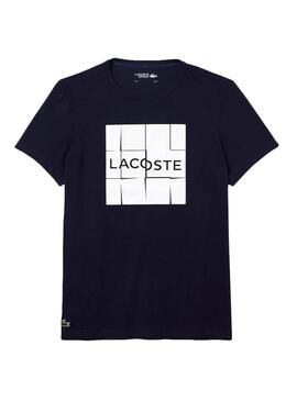 T-Shirt Lacoste Geometric Azul Marinho para Homem