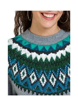 Vestido Naf Naf Jacquard Cinza para Mulher