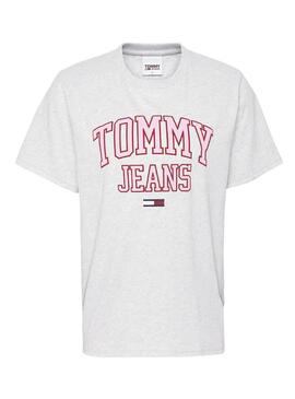T-Shirt Tommy Jeans Collegiate Cinza para Mulher