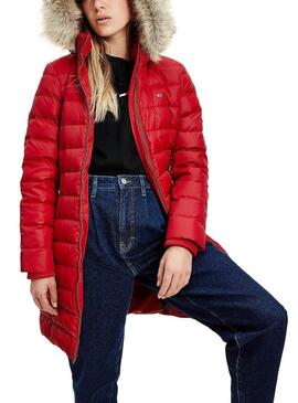 Casaco Tommy Hilfiger Hooded Down Vermelho para Mulher