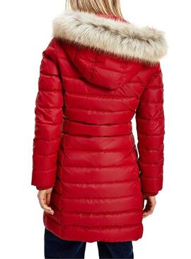 Casaco Tommy Hilfiger Hooded Down Vermelho para Mulher