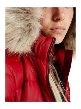 Casaco Tommy Hilfiger Hooded Down Vermelho para Mulher