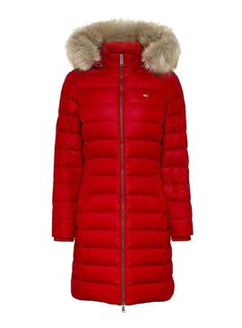 Casaco Tommy Hilfiger Hooded Down Vermelho para Mulher