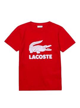 T-Shirt Lacoste Basic Croco Vermelho para Menino