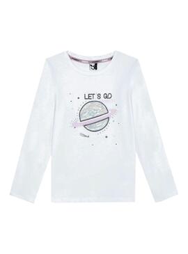 T-Shirt 3 Pommes Let´s Go Branco para Menina