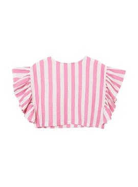 Blusa Mayoral Listras Babados Rosa para Menina