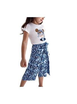 Calças Mayoral Impresso Culotte Azul para Menina