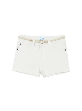 Short Mayoral Sarja Basic Branco para Menina