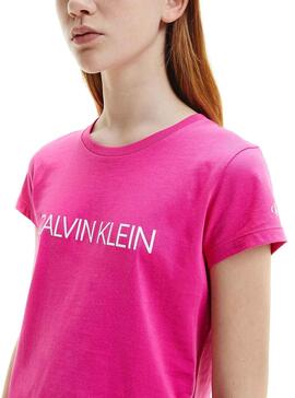T-Shirt Calvin Klein Institucional Fucsia Menina