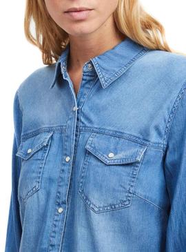 Camisa Vila Vibista Denim Blue Woman