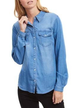 Camisa Vila Vibista Denim Blue Woman