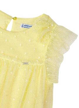 Vestido Mayoral Tulle Plumeti Amarelo para Menina