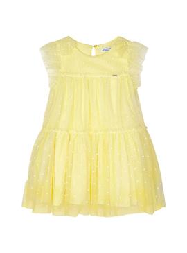 Vestido Mayoral Tulle Plumeti Amarelo para Menina