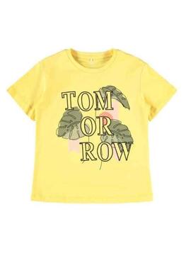 T-Shirt Name It Damaya Boxy Amarelo para Menina