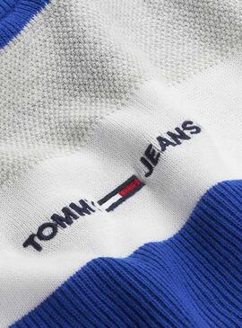 Camisola Tommy Jeans Small Text Stripe Azul Homem