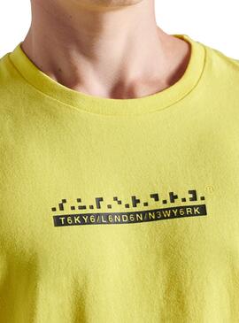 T-Shirt Superdry Tech Code Amarelo para Homem