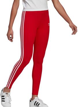 Leggings Adidas Adicolor Classics 3 faixas Vermelho Mulher