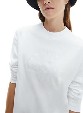 Vestido Calvin Klein Tonal Monogram Branco Mulher