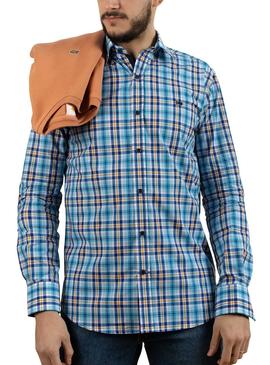 Camisa Klout Madras Azul para Homem