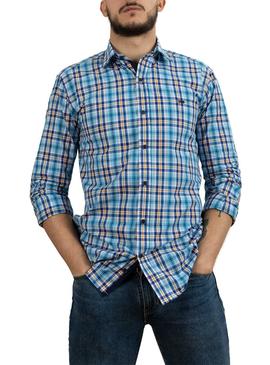 Camisa Klout Madras Azul para Homem