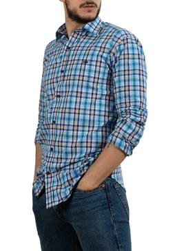 Camisa Klout Madras Azul para Homem