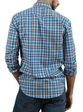 Camisa Klout Madras Azul para Homem