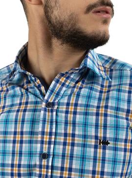 Camisa Klout Madras Azul para Homem