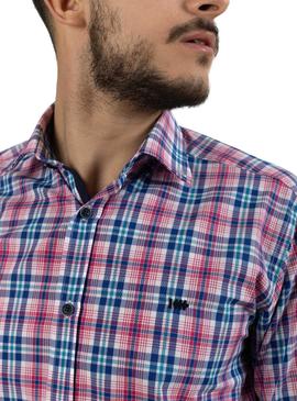 Camisa Klout Madras Rosa para Homem