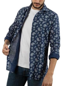 Camisa Klout Paisley Azul Azul Marinho para Homem