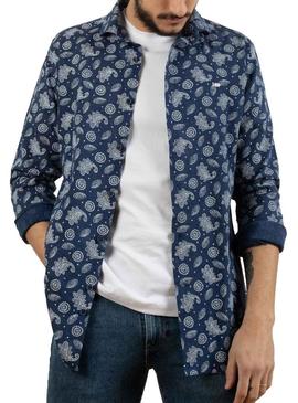 Camisa Klout Paisley Azul Azul Marinho para Homem