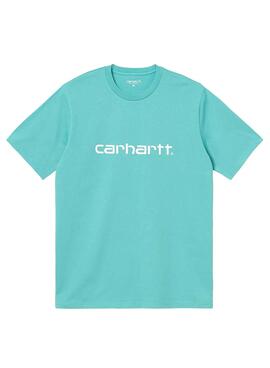 T-Shirt Carhartt Script Azul Claro para Homem