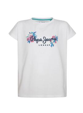 T-Shirt Pepe Jeans Cris Branco para Menina
