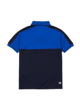 Polo Lacoste Piqué Color Block Azul para Menino