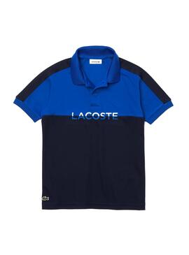 Polo Lacoste Piqué Color Block Azul para Menino