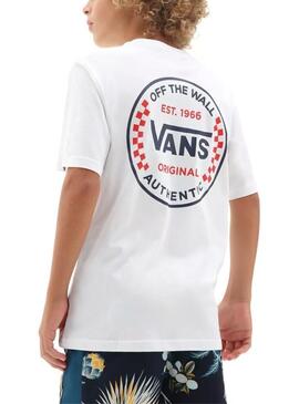 T-Shirt Vans Authentic Checker Branco para Menino
