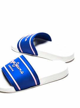 Sandálias Pepe Jeans Slider Logo Azul para Menina