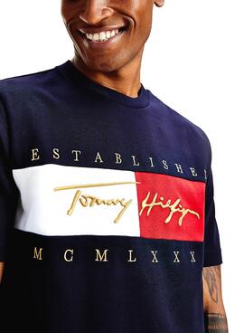 T-Shirt Tommy Hilfiger Signature Azul Marinho Homem