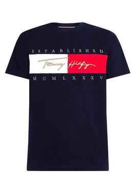 T-Shirt Tommy Hilfiger Signature Azul Marinho Homem