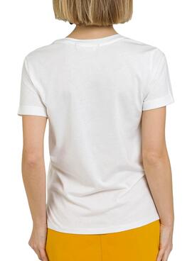 T-Shirt Naf Naf Flores Branco para Mulher