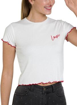 T-Shirt Naf Naf Love Branco para Mulher