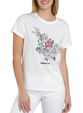 T-Shirt Naf Naf Hapiness Branco para Mulher