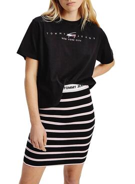 T-Shirt Tommy Jeans Cropped Preto para Mulher
