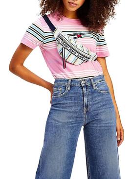 T-Shirt Tommy Jeans Regular Center Rosa Mulher