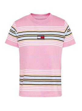 T-Shirt Tommy Jeans Regular Center Rosa Mulher