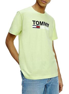 T-Shirt Tommy Jeans Corp Logo Verde para Homem