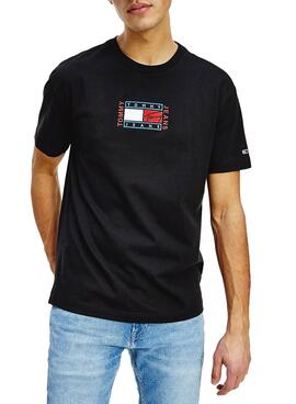 T-Shirt Tommy Jeans Timeless Flag Preto Homem