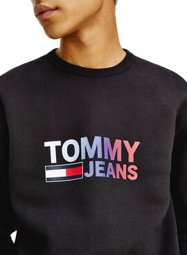Sweat Tommy Jeans Logo Crew Preto para Homem
