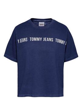 T-Shirt Tommy Jeans Cropped Azul Marinho para Mulher
