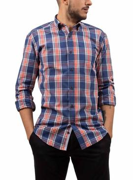 Camisa Klout Madras Azul Marinho para Homem